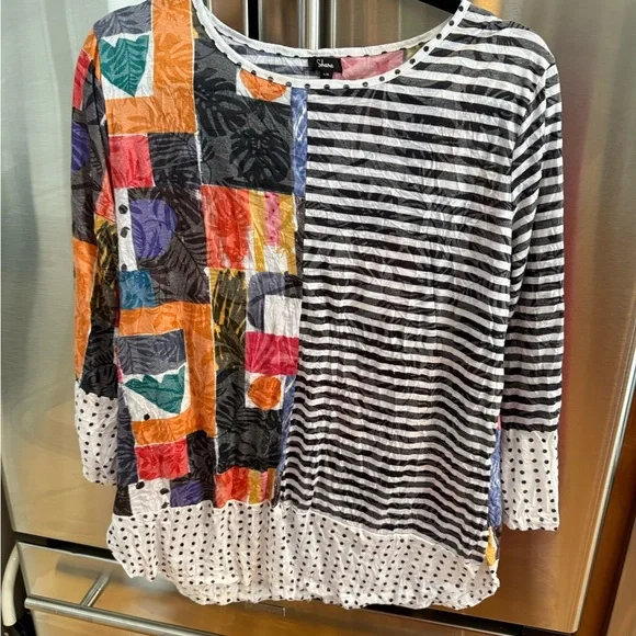 Colorful Patchwork Long Sleeve Top - Picture 1 of 14